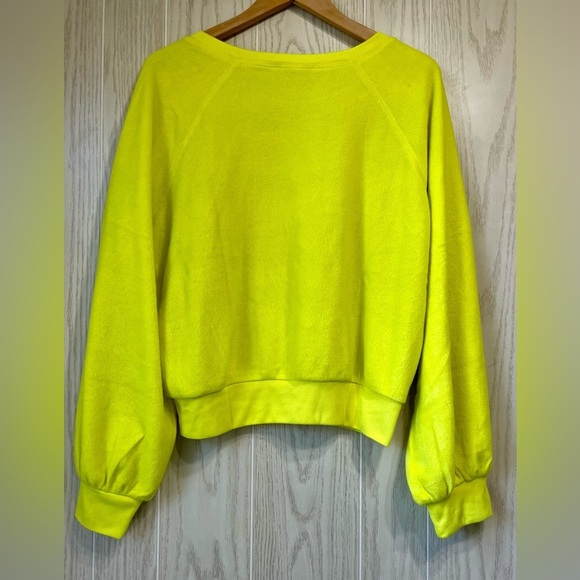 DOUBLE ZERO Neon Yellow LONG SLEEVE SWEATSHIRT Size M EUC - Picture 3 of 3